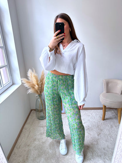 Pantalon plissé vert FREESIA