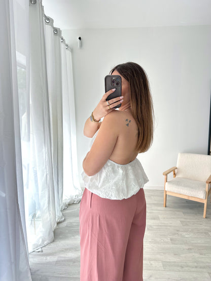 Top blanc brodé LYA