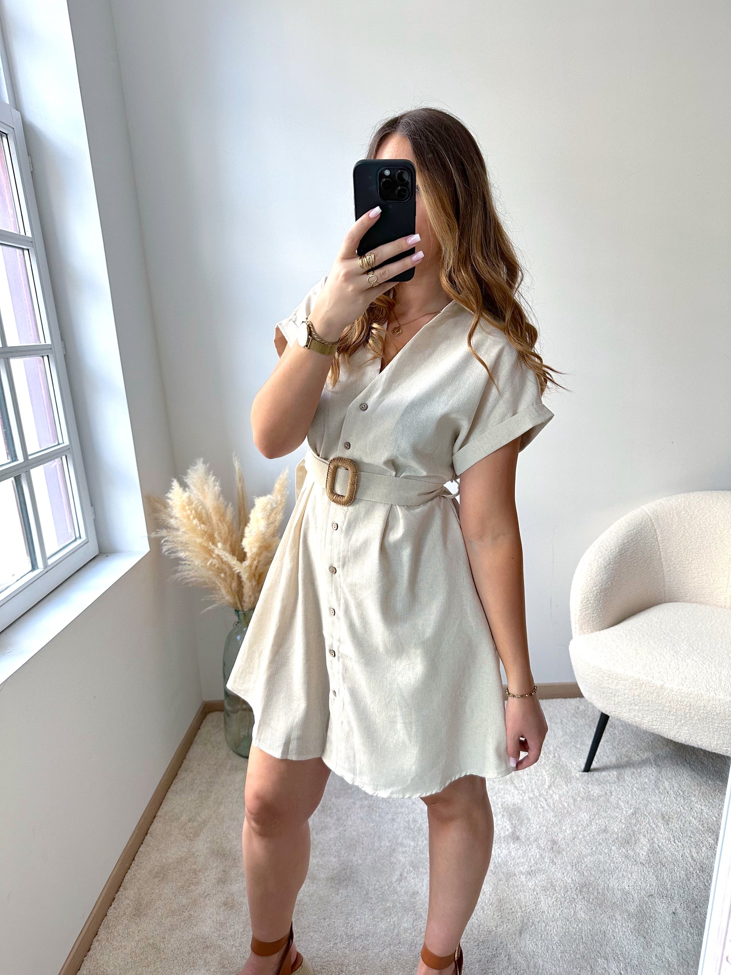 Robe boutonnée beige NOVA