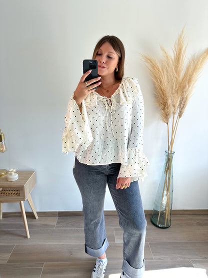 Blouse pois écru POLKA