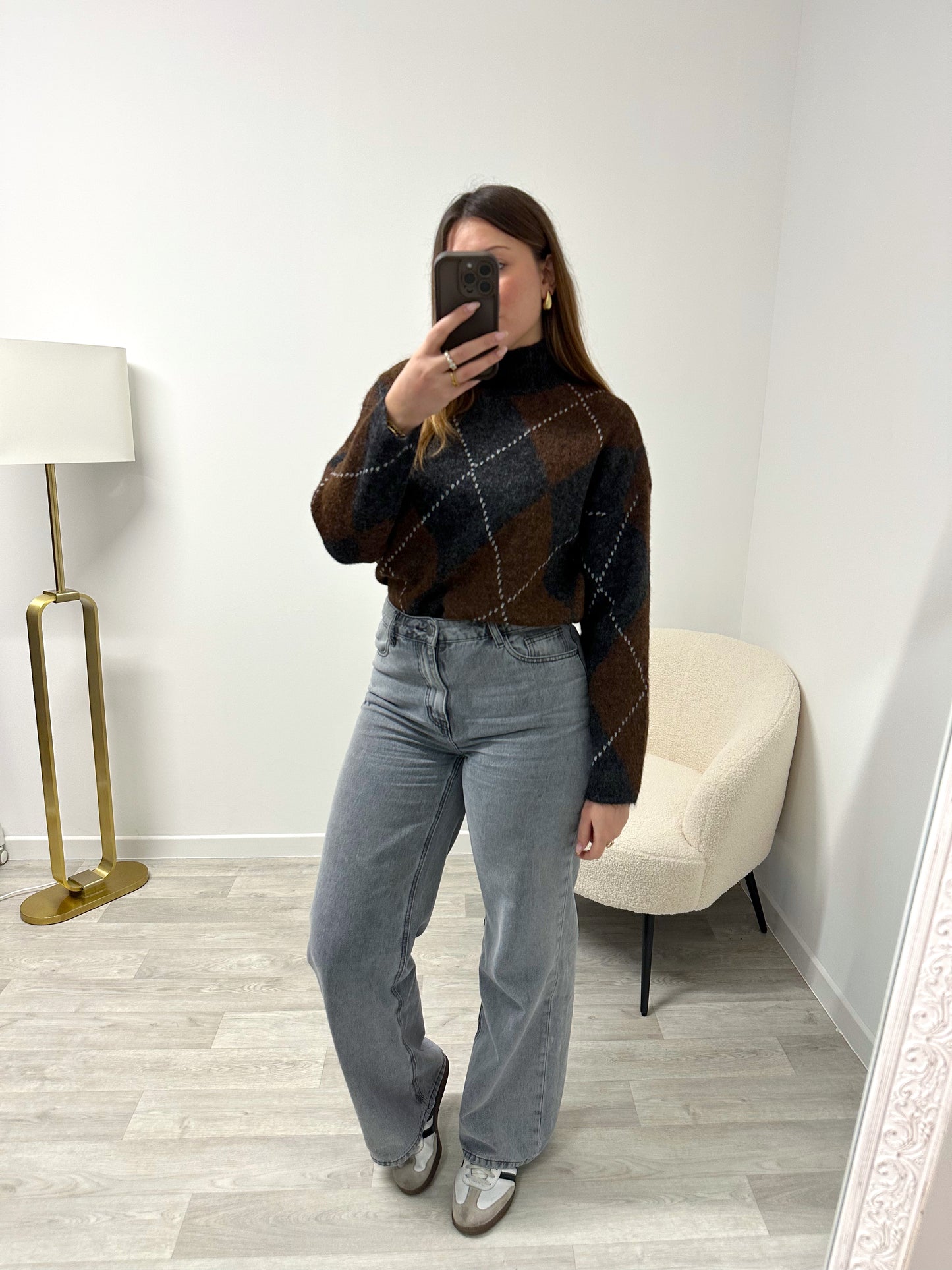 Pull losanges gris GALIA