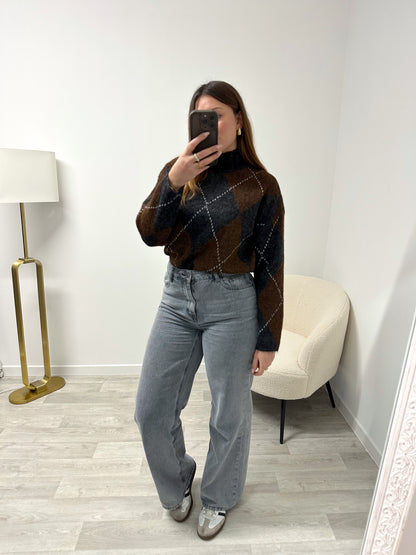 Pull losanges gris GALIA