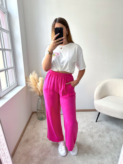 Pantalon gaze de coton rose SADIE