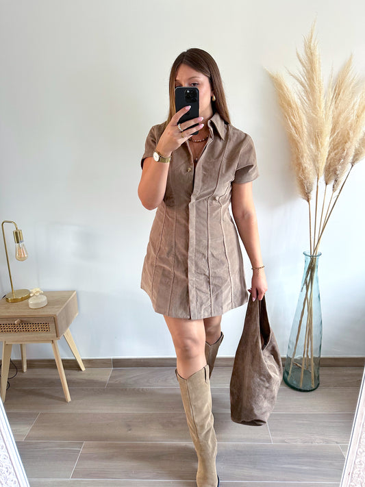 Robe suédine taupe MANDY