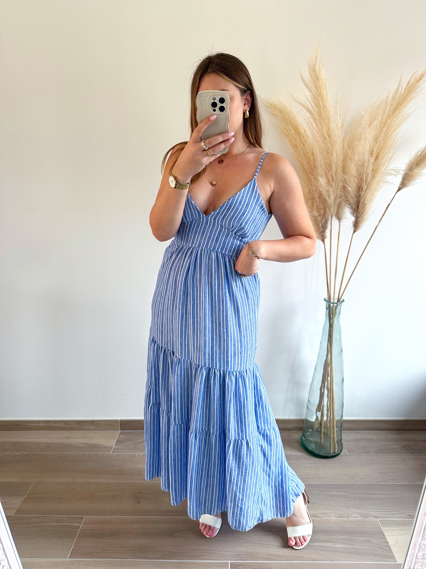 Robe longue rayée bleue CARMEN