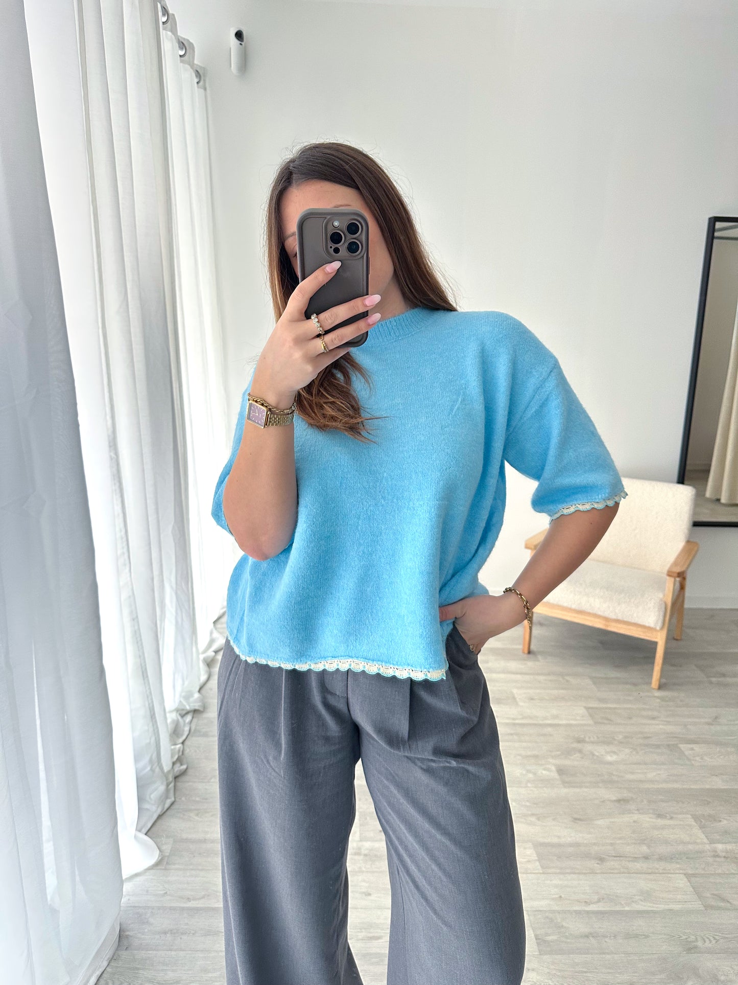 Pull bleu croisé CASSANDRA