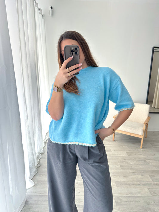 Pull bleu croisé CASSANDRA