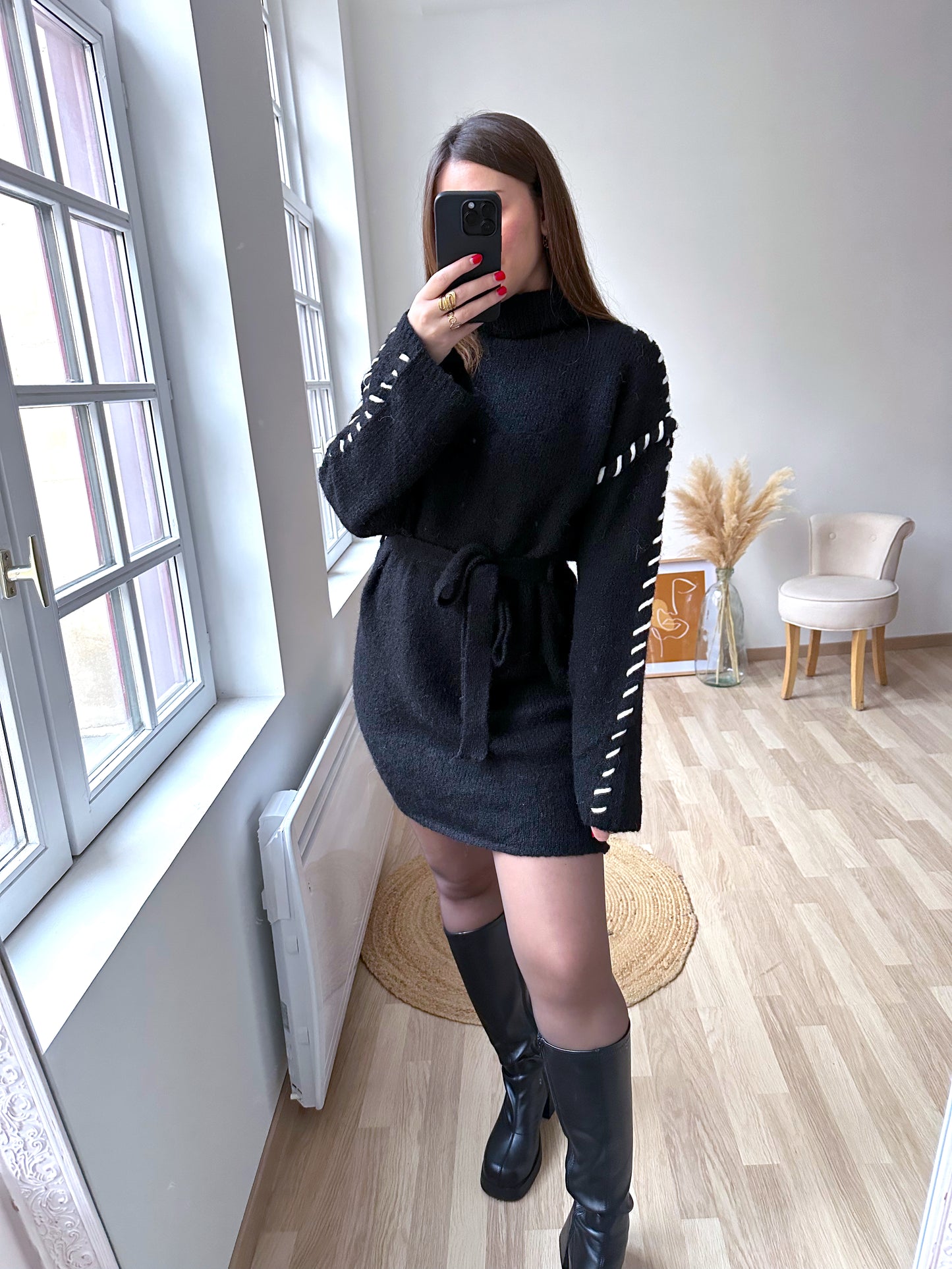 Robe pull noire EDNA