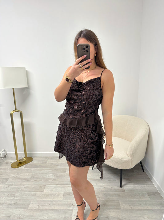 Robe marron sequins VICK