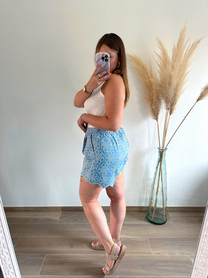 Short brodé bleu LIOR
