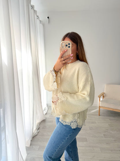 Pull dentelle écru NOUNA