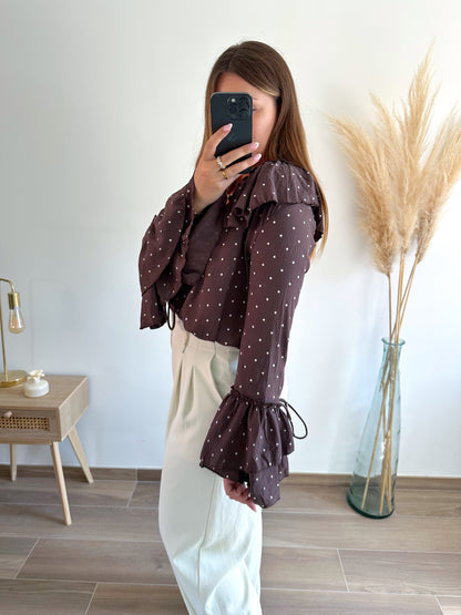 Blouse pois marron POLKA