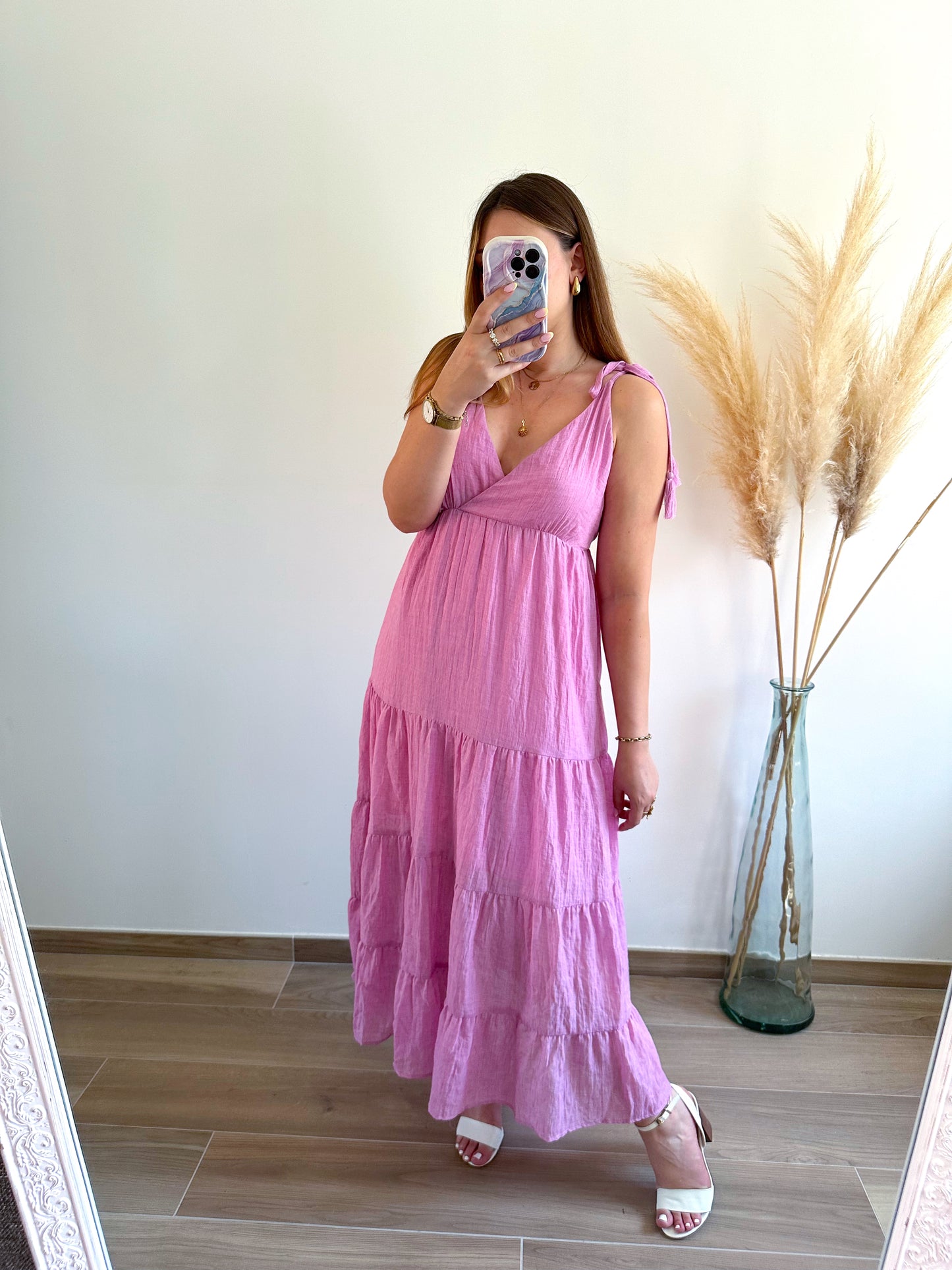 Robe longue rose VALENTINA