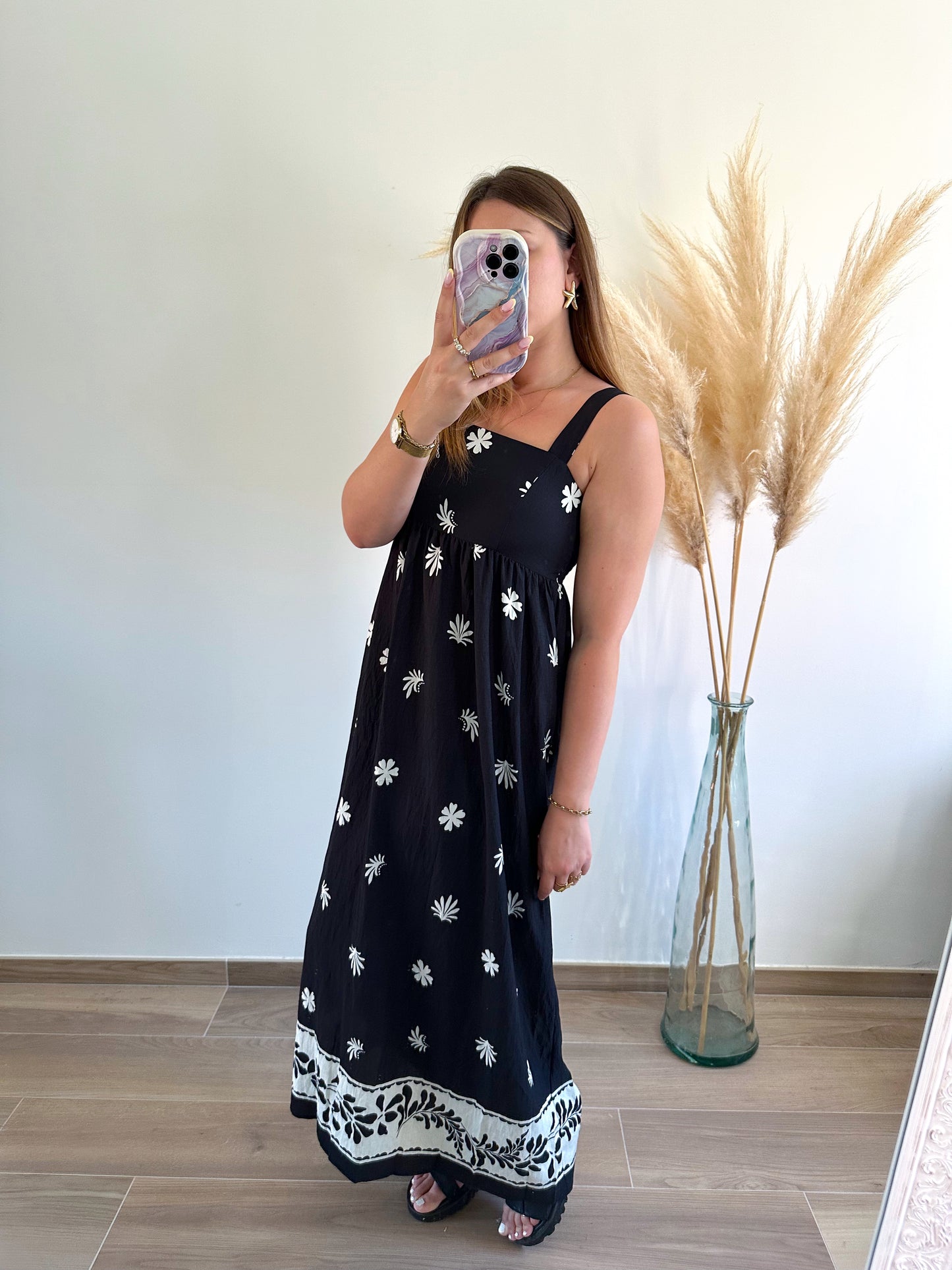 Robe noire imprimée AMARA