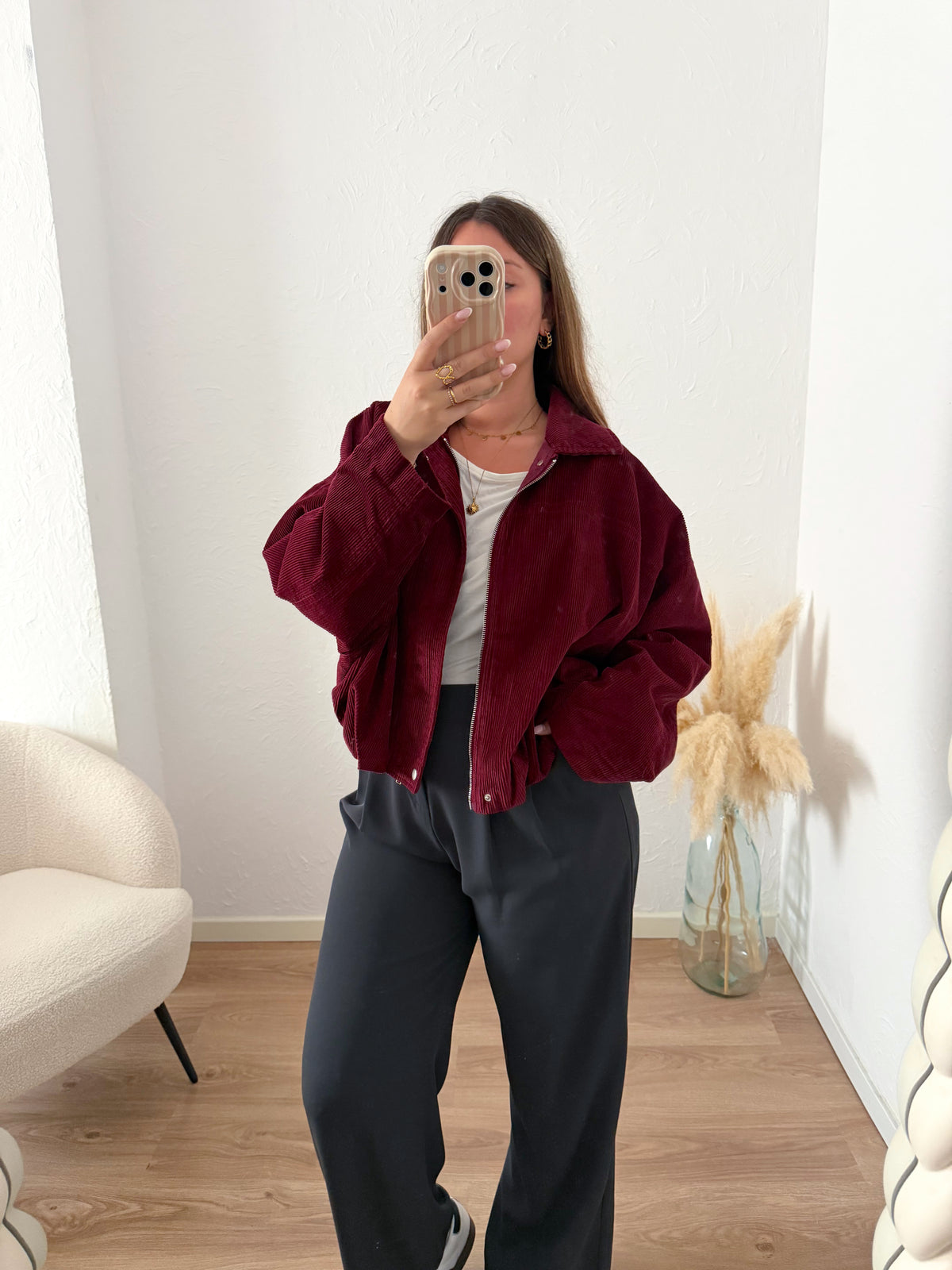 Veste côtelée bordeaux MARLON