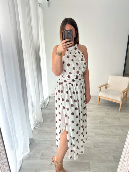 Robe longue à pois blanche LIZANA