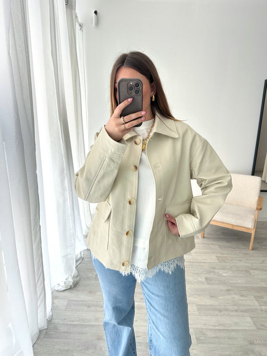 Veste similicuir beige CÔME