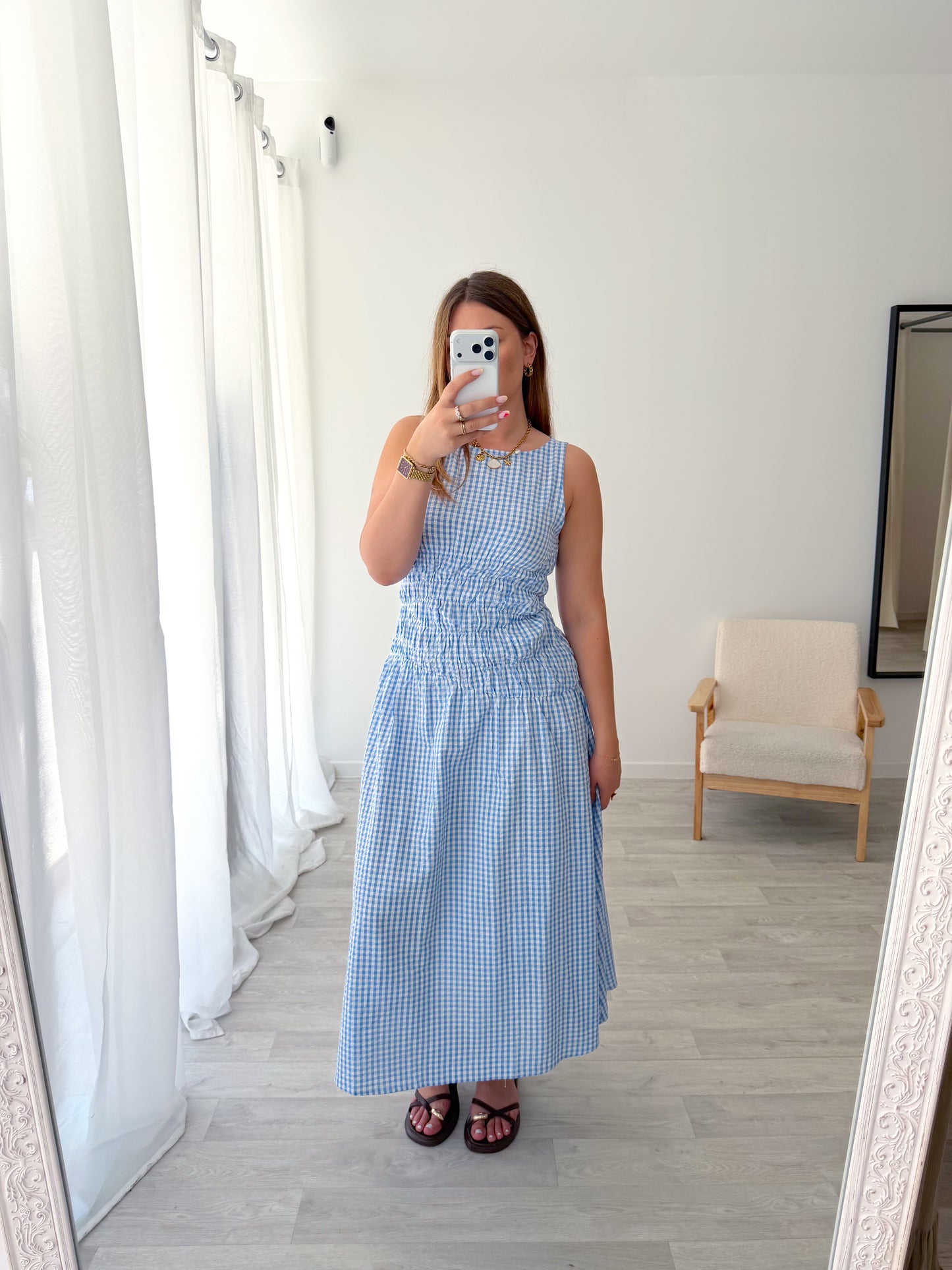 Robe longue bleue VICHY