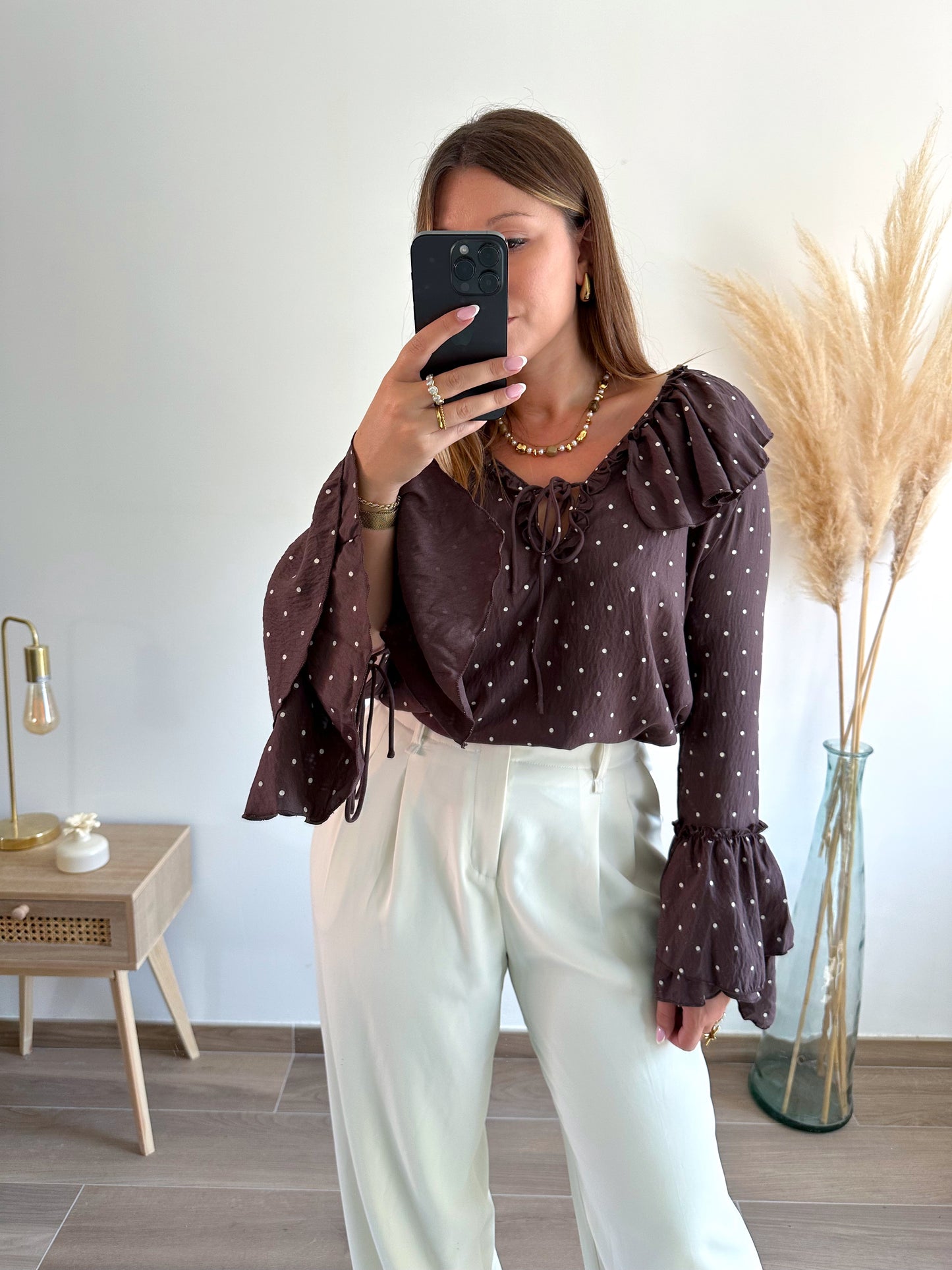 Blouse pois marron POLKA