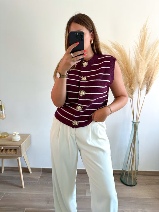 Pull rayé bordeaux JAOUEN