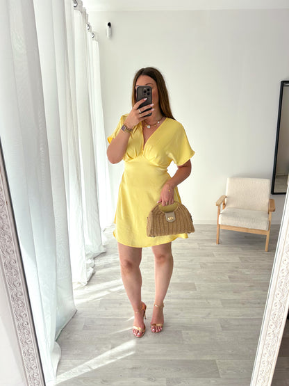 Robe satin jaune ENORA