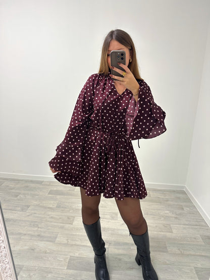 Robe bordeaux à pois SIANA