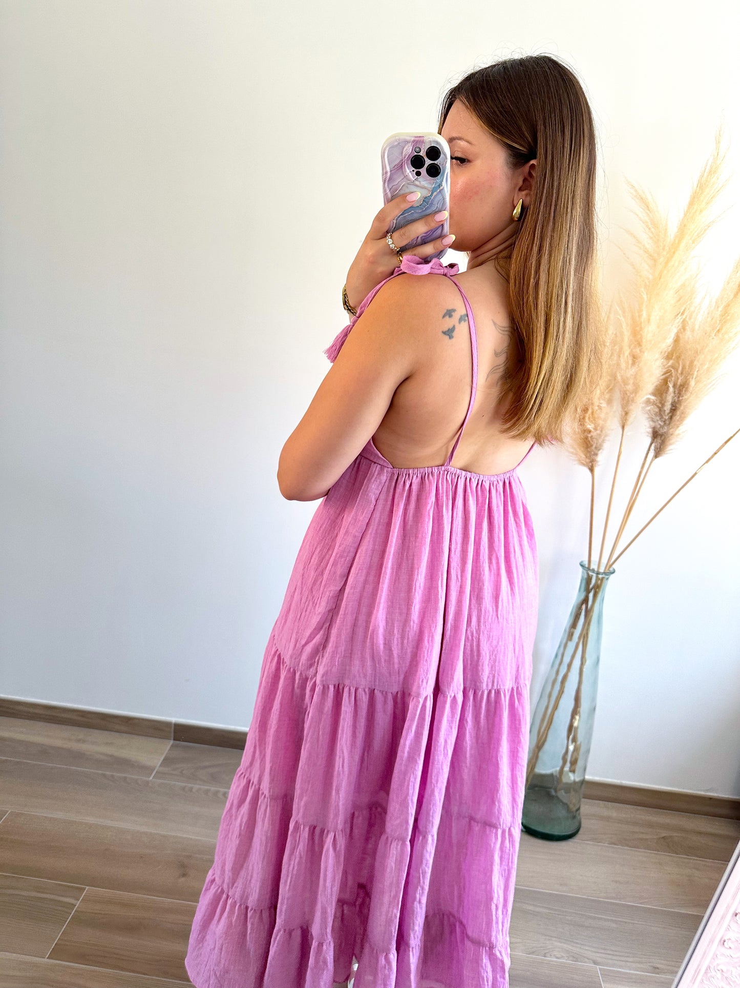 Robe longue rose VALENTINA