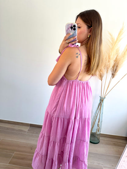 Robe longue rose VALENTINA