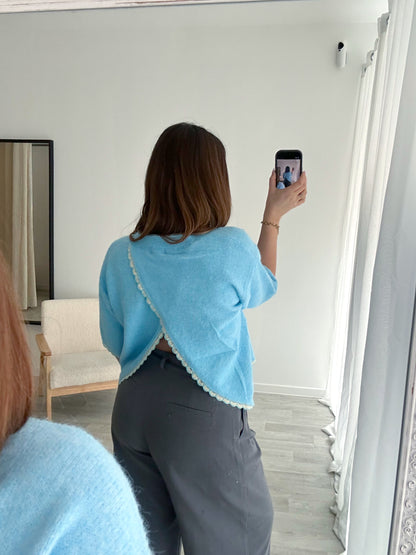 Pull bleu croisé CASSANDRA