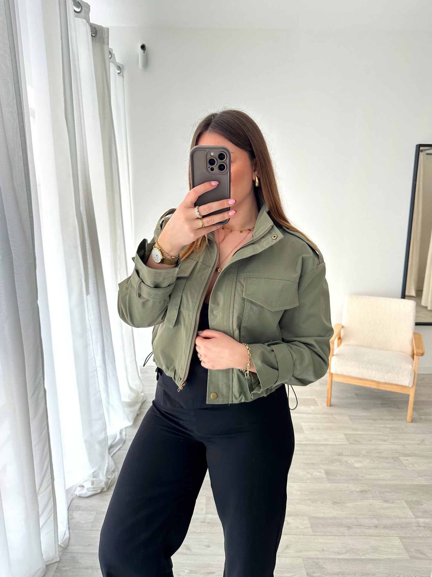 Veste courte kaki LAURA