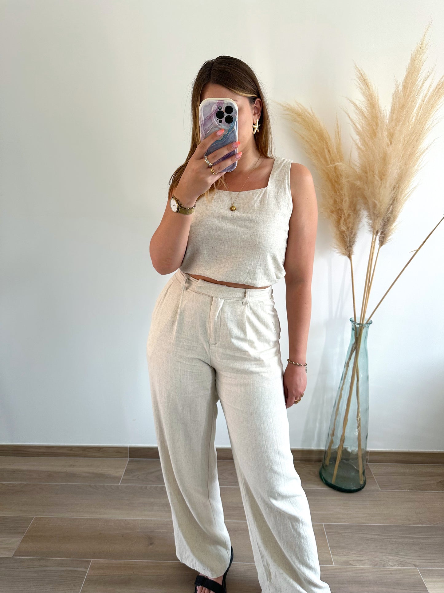 Top beige lin ANNA