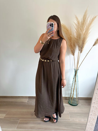 Robe longue chocolat HORTENSE