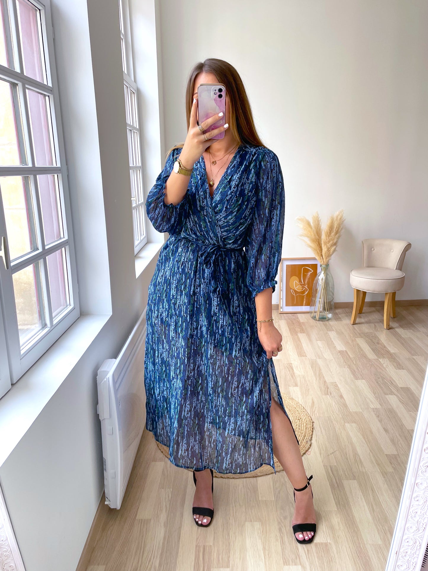 MAYANA blue printed long dress