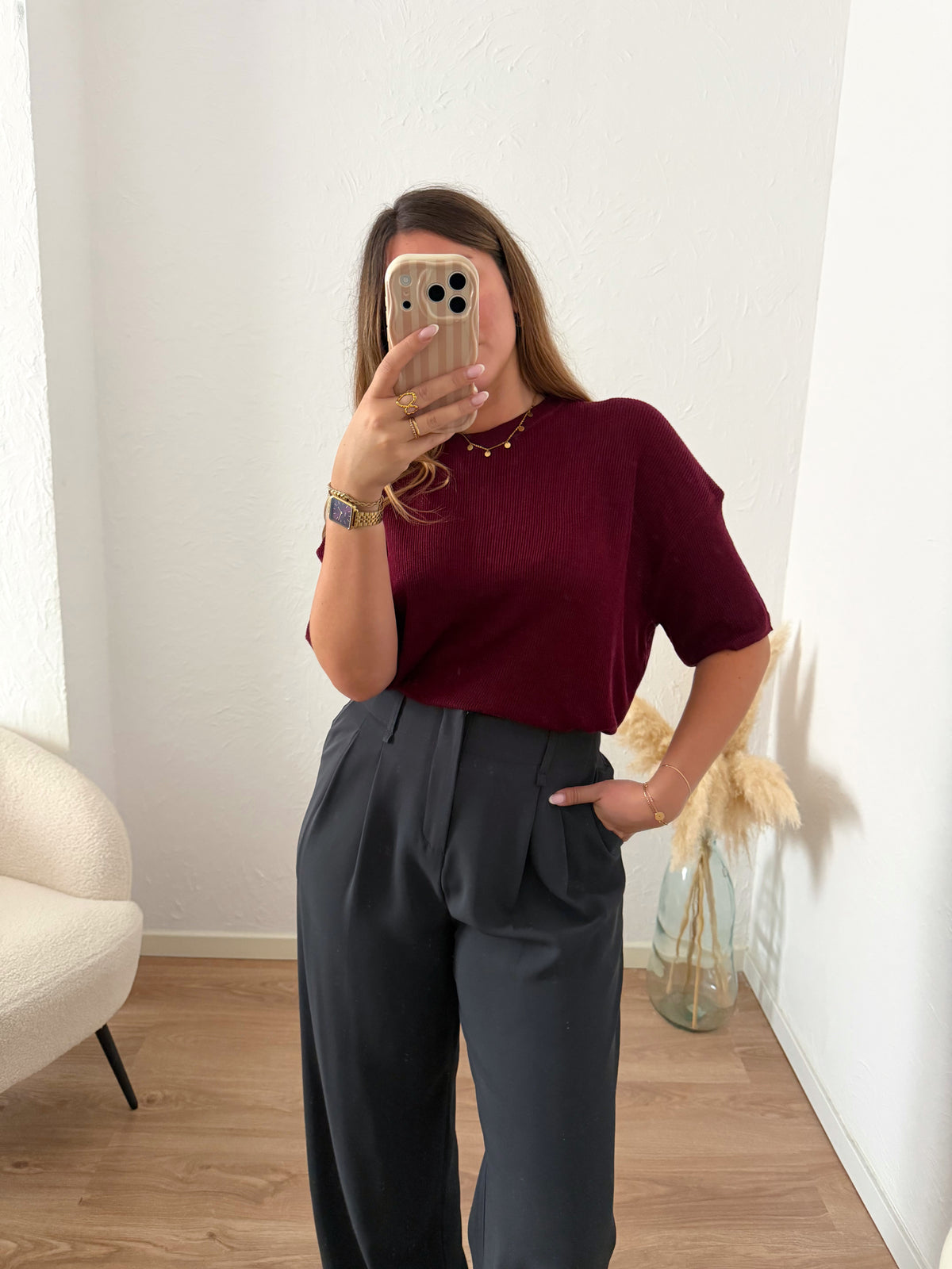Top en maille bordeaux FINO