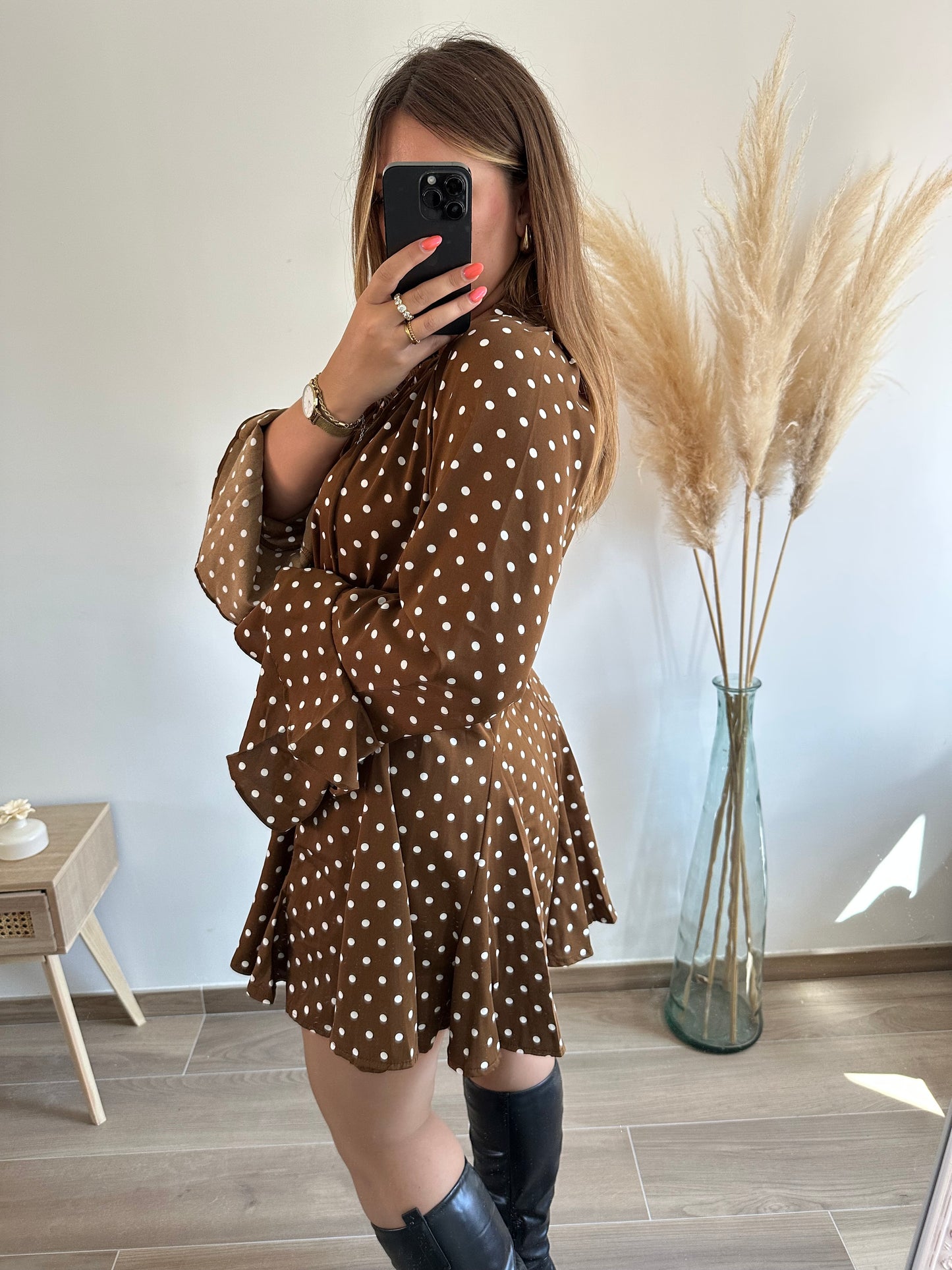 Robe marron à pois SIANA