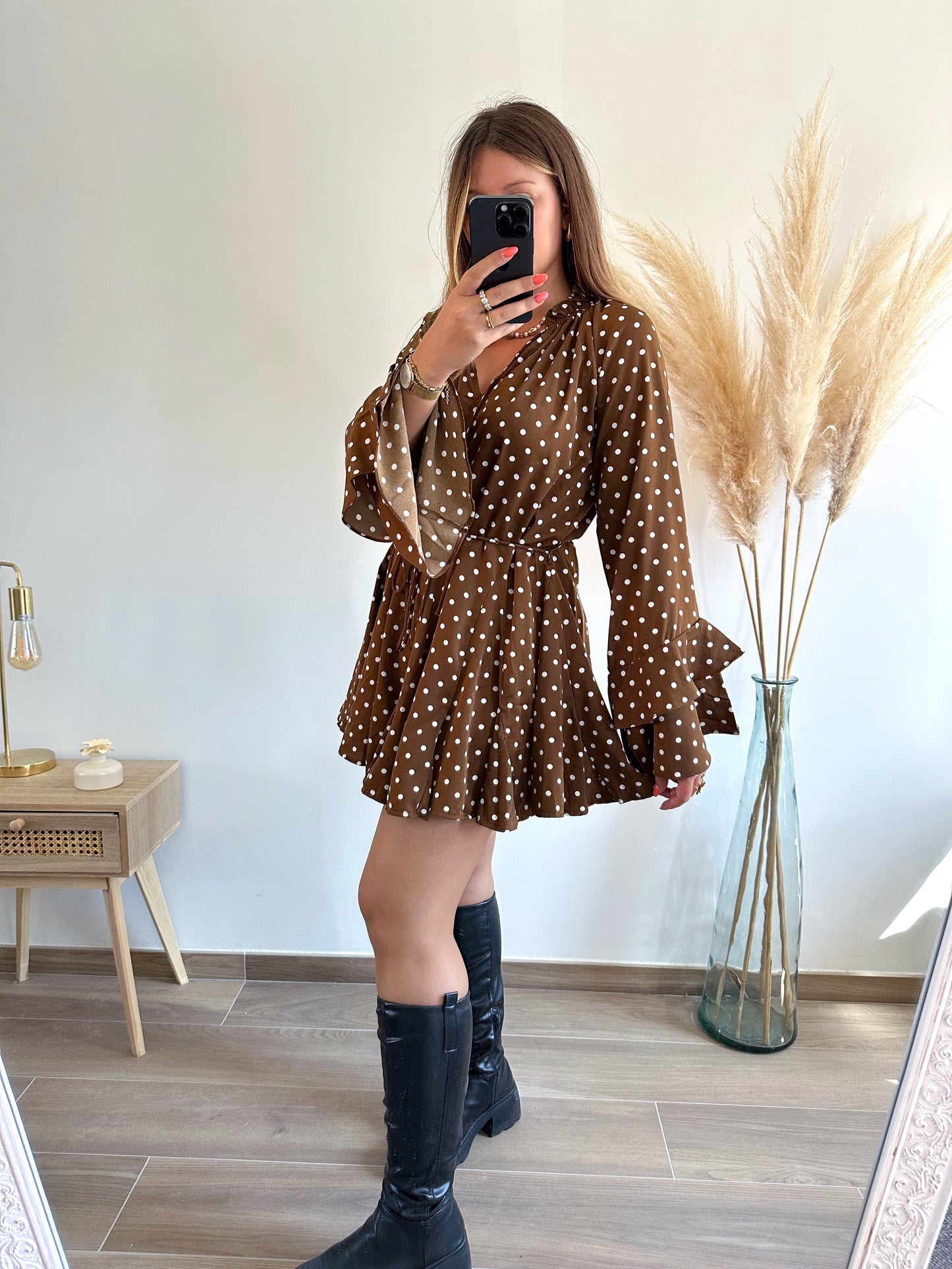 Robe marron à pois SIANA