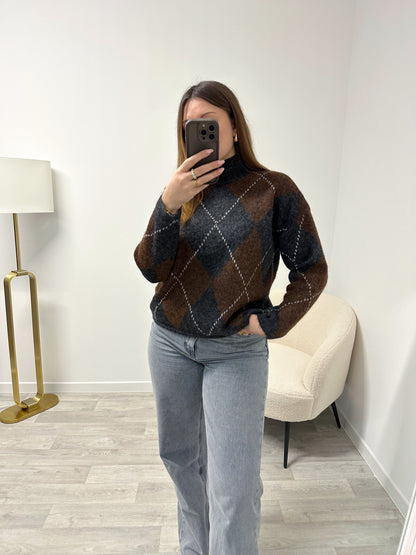 Pull losanges gris GALIA