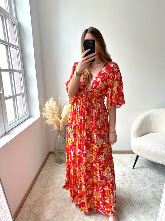 Robe longue orange ELVINA