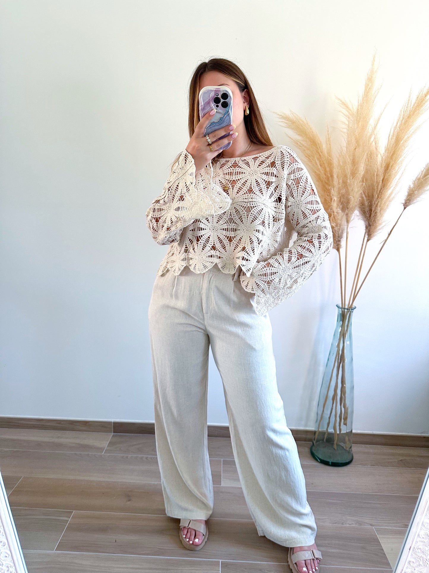Pantalon lin beige STELLA