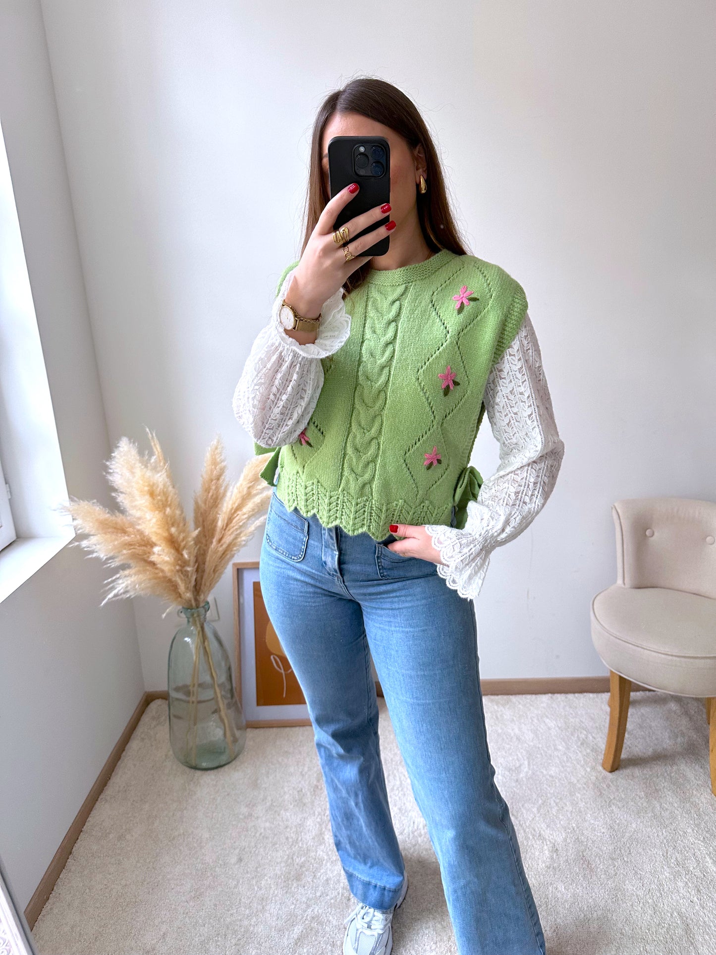 Pull sans manches vert AZALEE