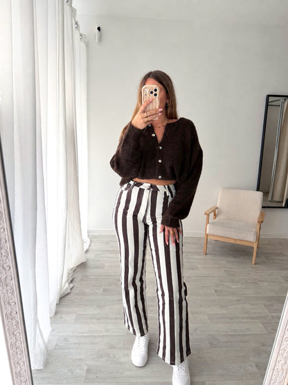 Pantalon rayé marron WINA