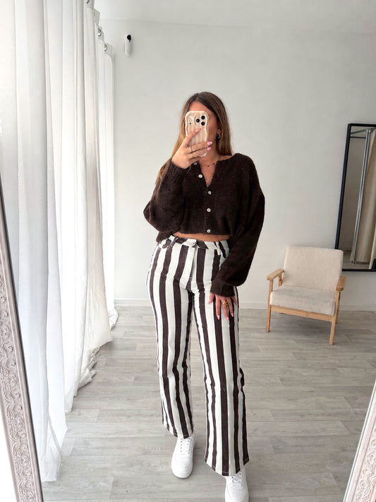 Pantalon rayé marron WINA