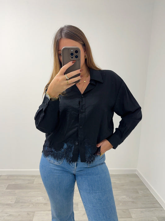 Chemise noire dentelle ALIZÉE