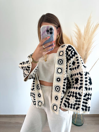 Gilet crochet noir LOUNA