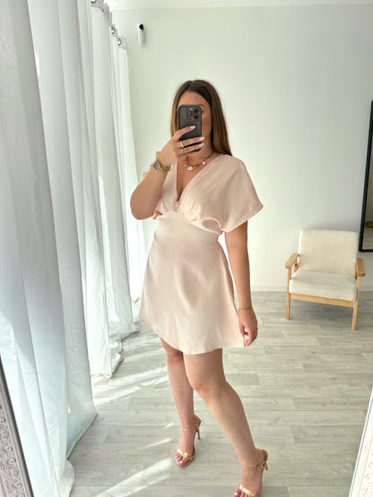 Robe satin rose pâle ENORA