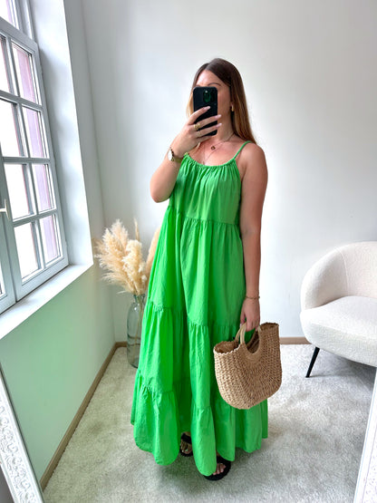 Robe coton maxi verte SIMONA