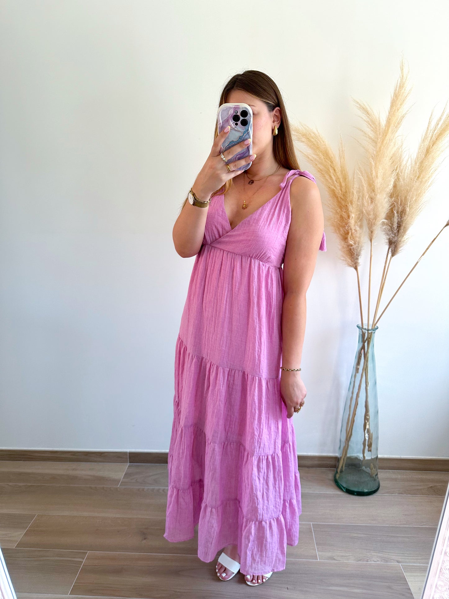 Robe longue rose VALENTINA