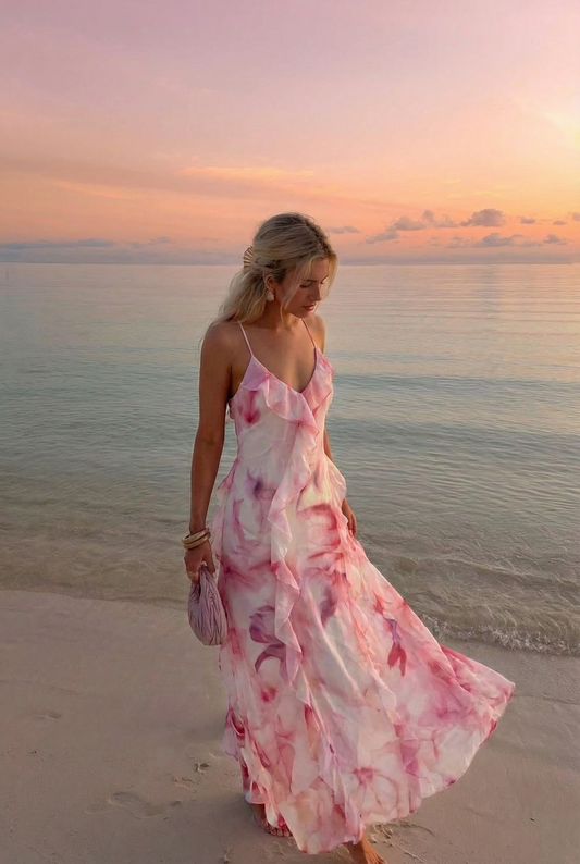 Robe imprimee rose