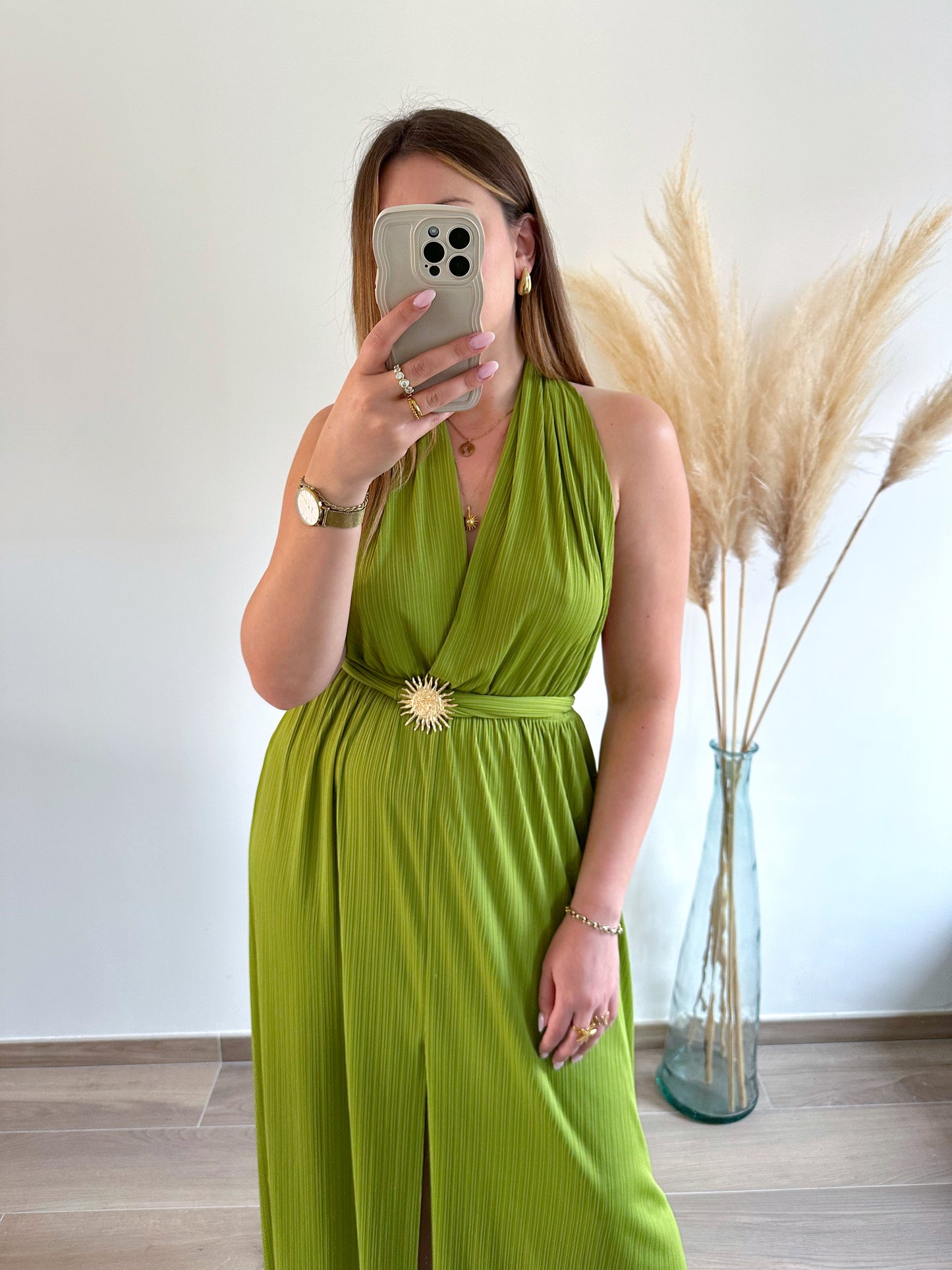 Robe longue verte CARLA