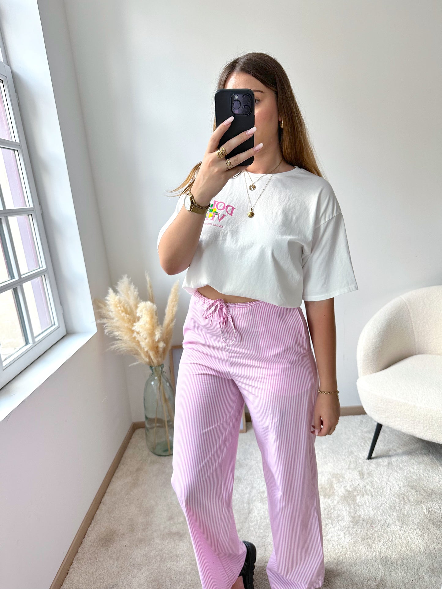 Pantalon rayé rose ILANA